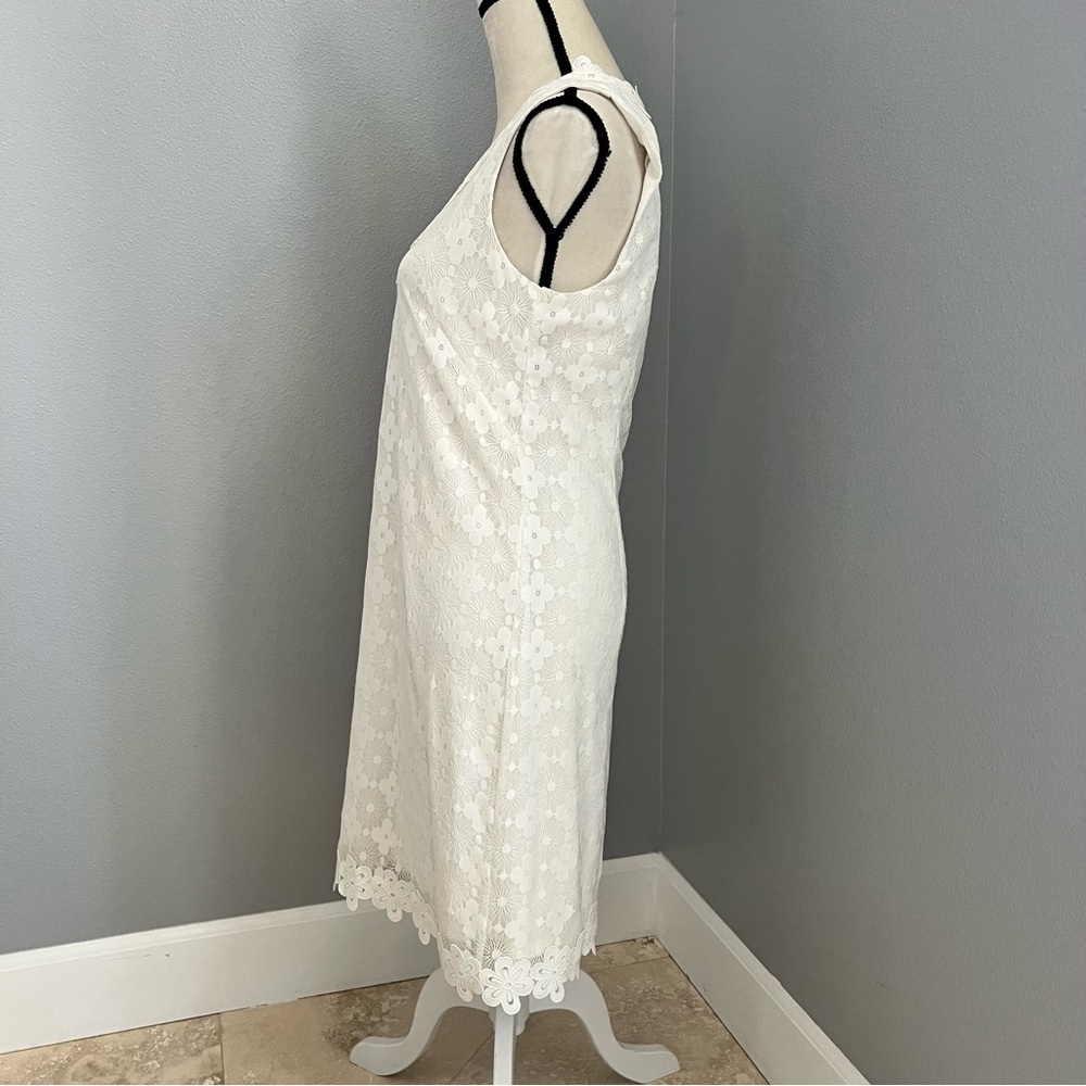 London Times White Midi Dress with Lace Trim - Picture 4 of 13